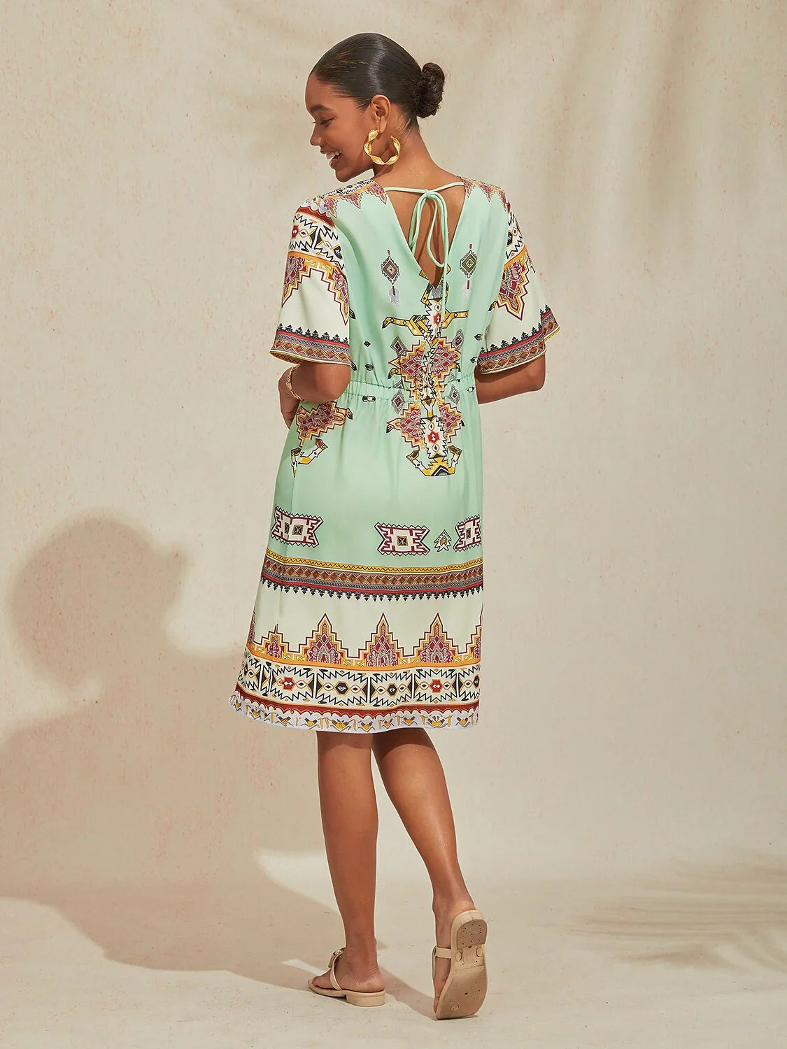 Santorini Summer Silky Satin Mini Dress