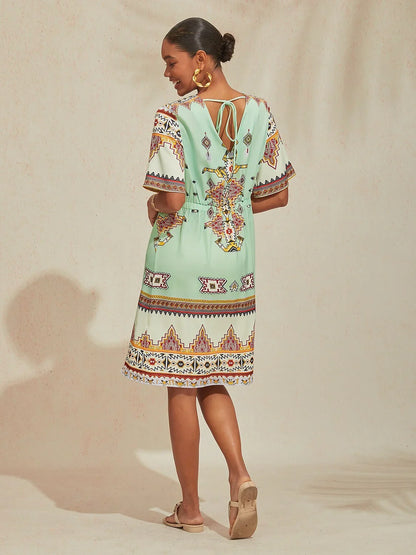 Santorini Summer Silky Satin Mini Dress
