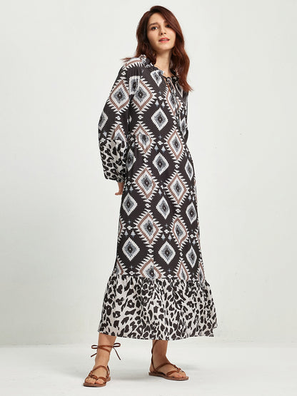 Boho Abstract Animal Print Maxi Dress