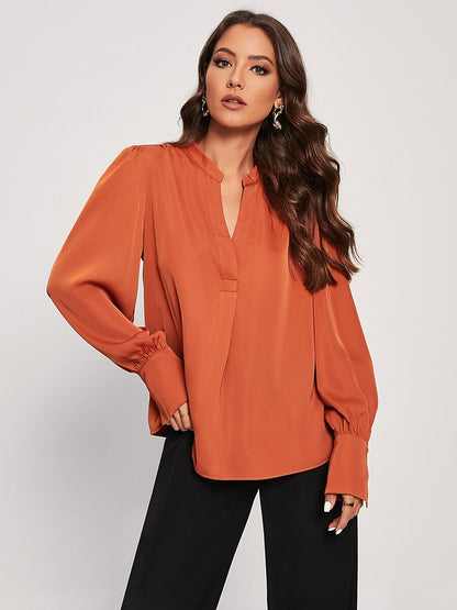 Vacation Silky Satin Simple Blouse
