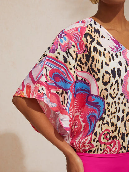 Vacation Paisley Pattern Stretch Spliced Chiffon One Piece Swimsuit