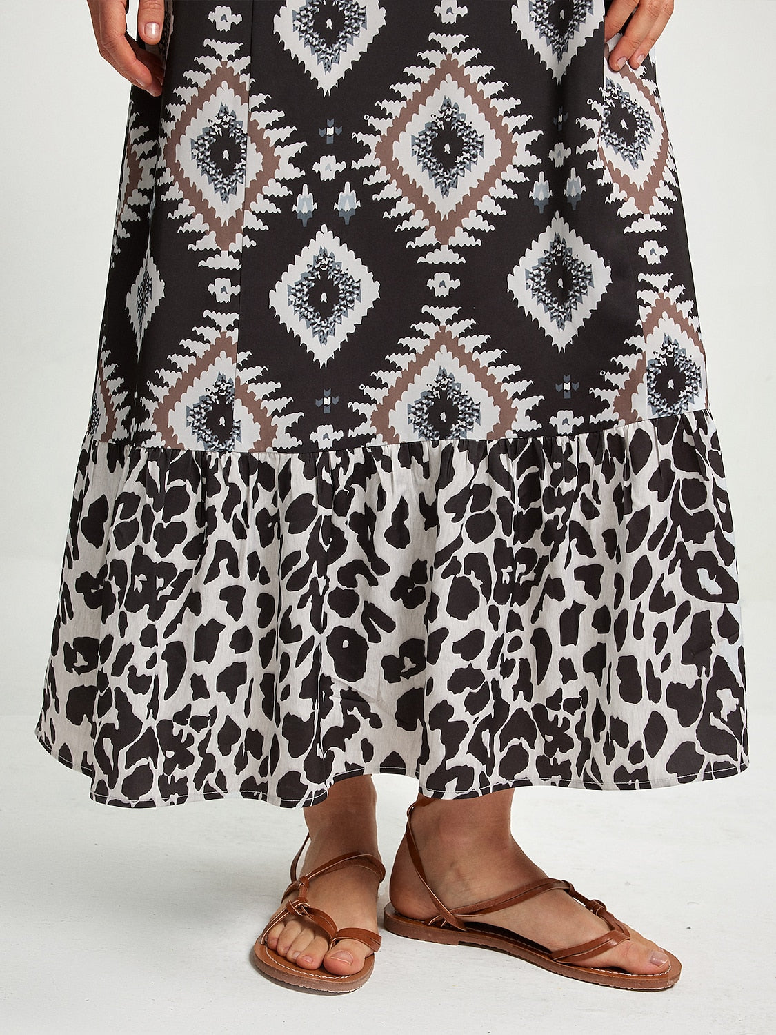 Boho Abstract Animal Print Maxi Dress