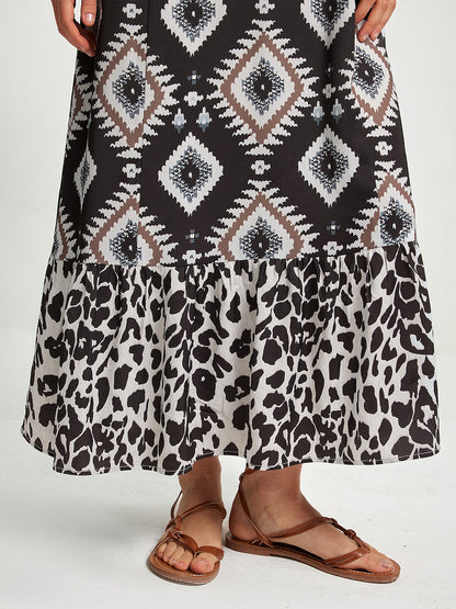 Boho Abstract Animal Print Maxi Dress