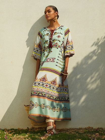 Ethnic Totem Flowy Chiffon Maxi Dress