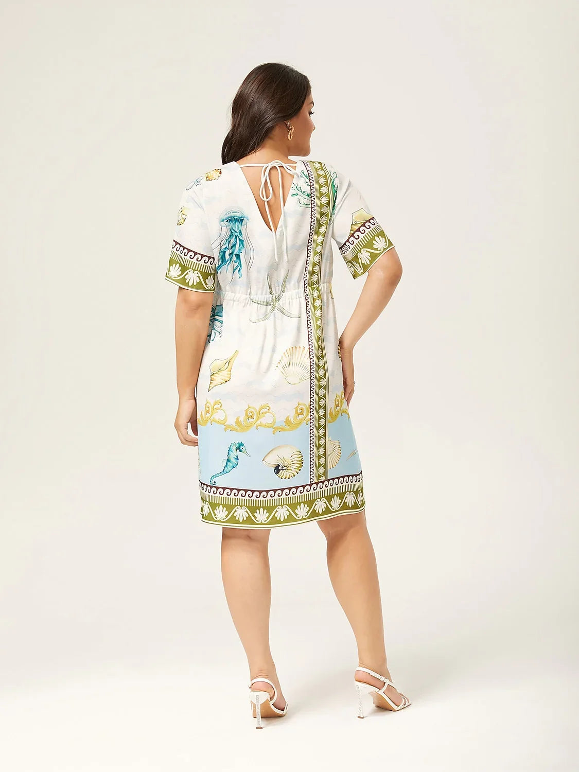 Resort-Style Ocean Print Straight-Cut Mini Dress