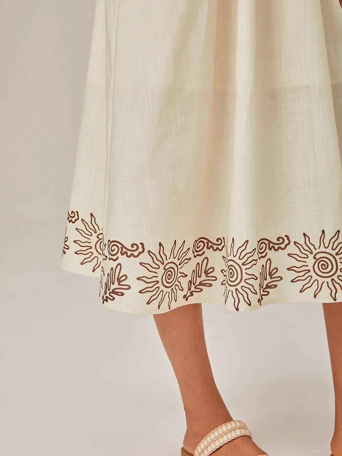 Linen-Like Printed Shirt Dress