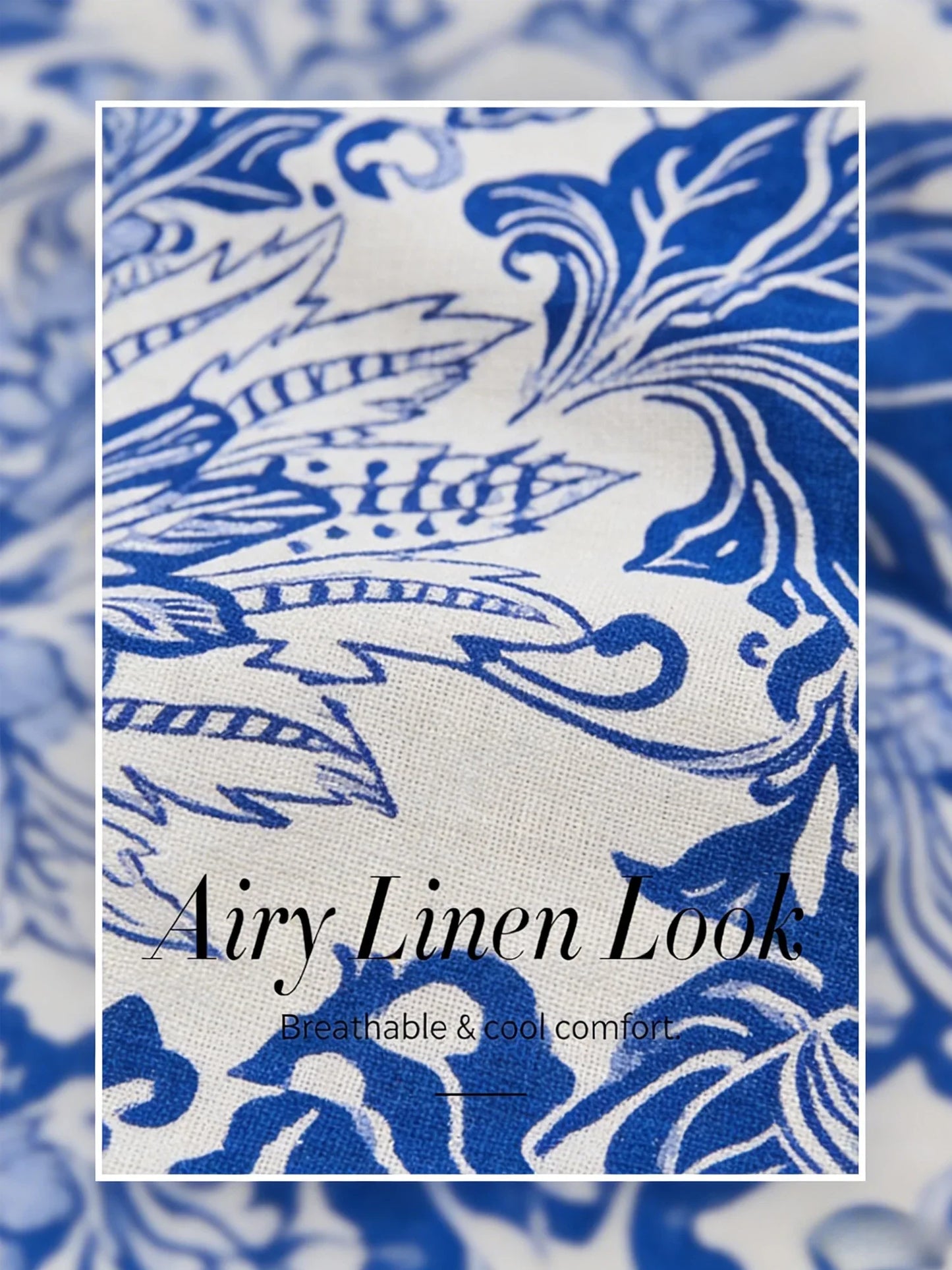 St Barth Blooms Airy Linen Look Blue Shirt Dress