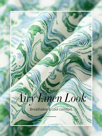 Graphic Art Mustang Linen Look Midi Dress