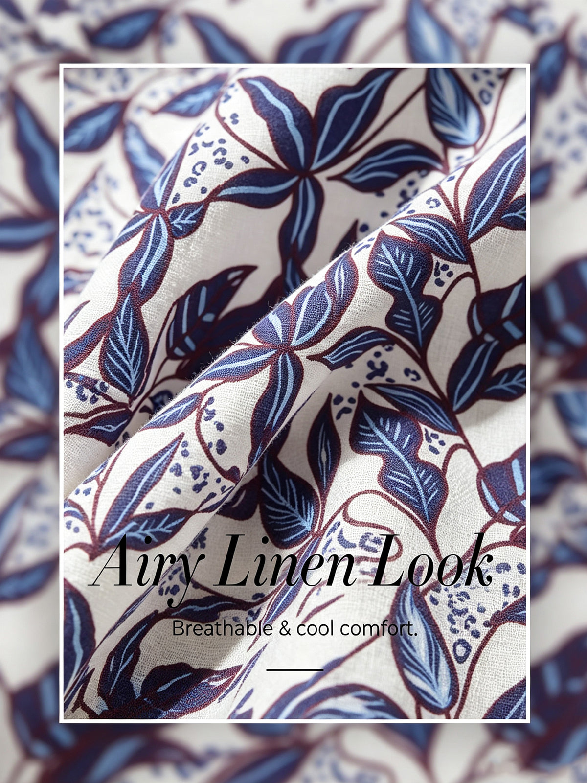 Cobalt Flora Reverie Linen Look V-Neck Blouse