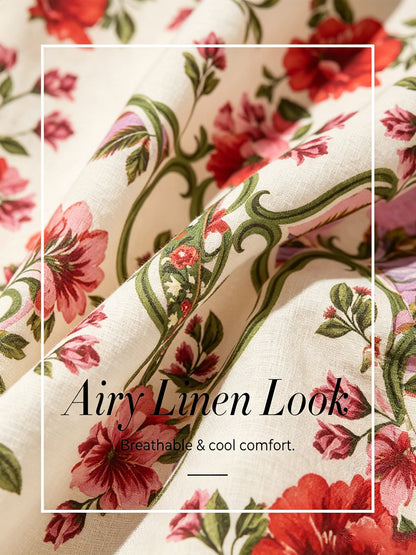 Hawaii-Palme Airy Leinen-Look Blumenhemd