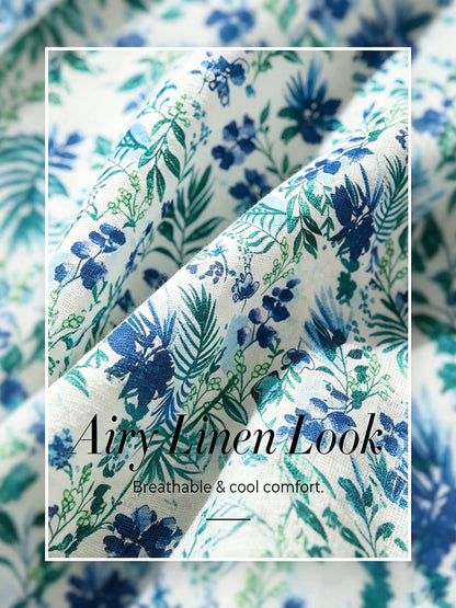 Ocean Bloom Escape Linen Look Midi Dress