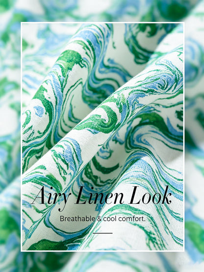 Graphic Art Mustang Linen Look Midi Dress