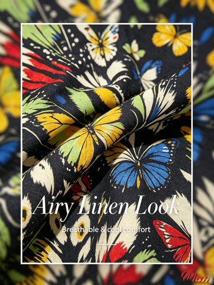 Jungle Butterfly Airy Linen Look Maxi Dress