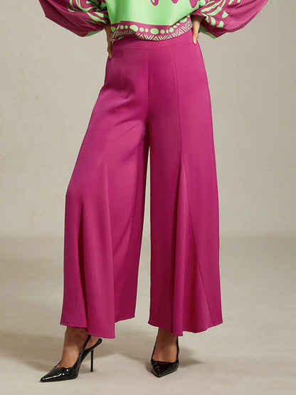 Vivid Fuchsia Print Satin Lantern Top