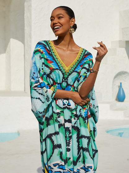 Vintage Jewelry Chiffon Vacation Kaftan