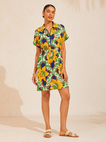Emerald Bloom Bazaar Slight Stretch Short Dress