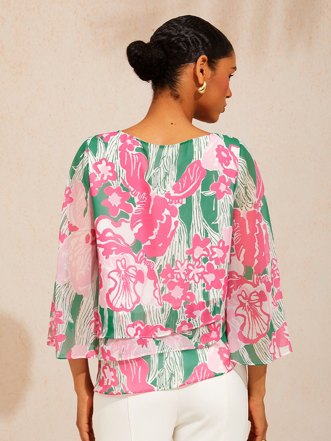 Ocean Paisley Flora Chiffon Layered Blouse