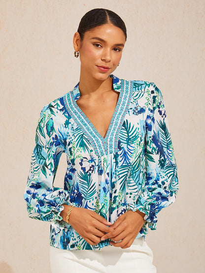 Ocean Bloom Escape Viscose Blouse