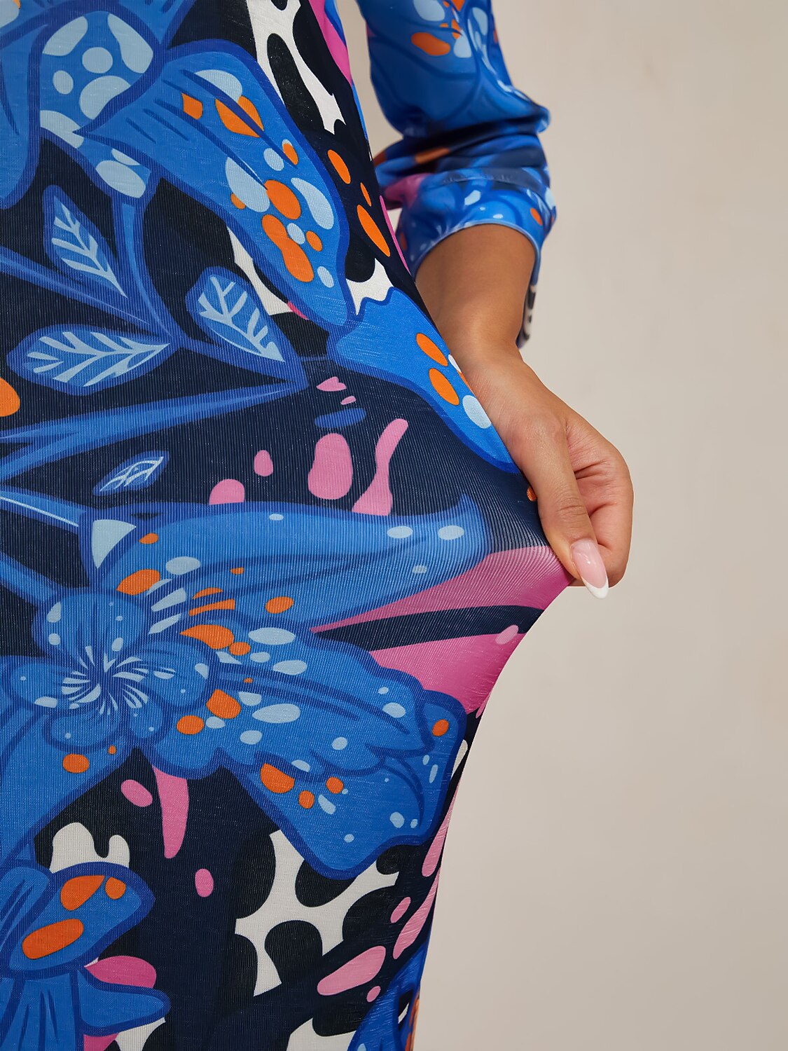 Abstract Azure High Stretch Knit Dress