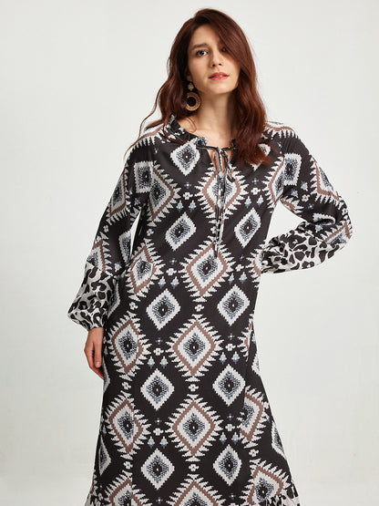 Boho Abstract Animal Print Maxi Dress