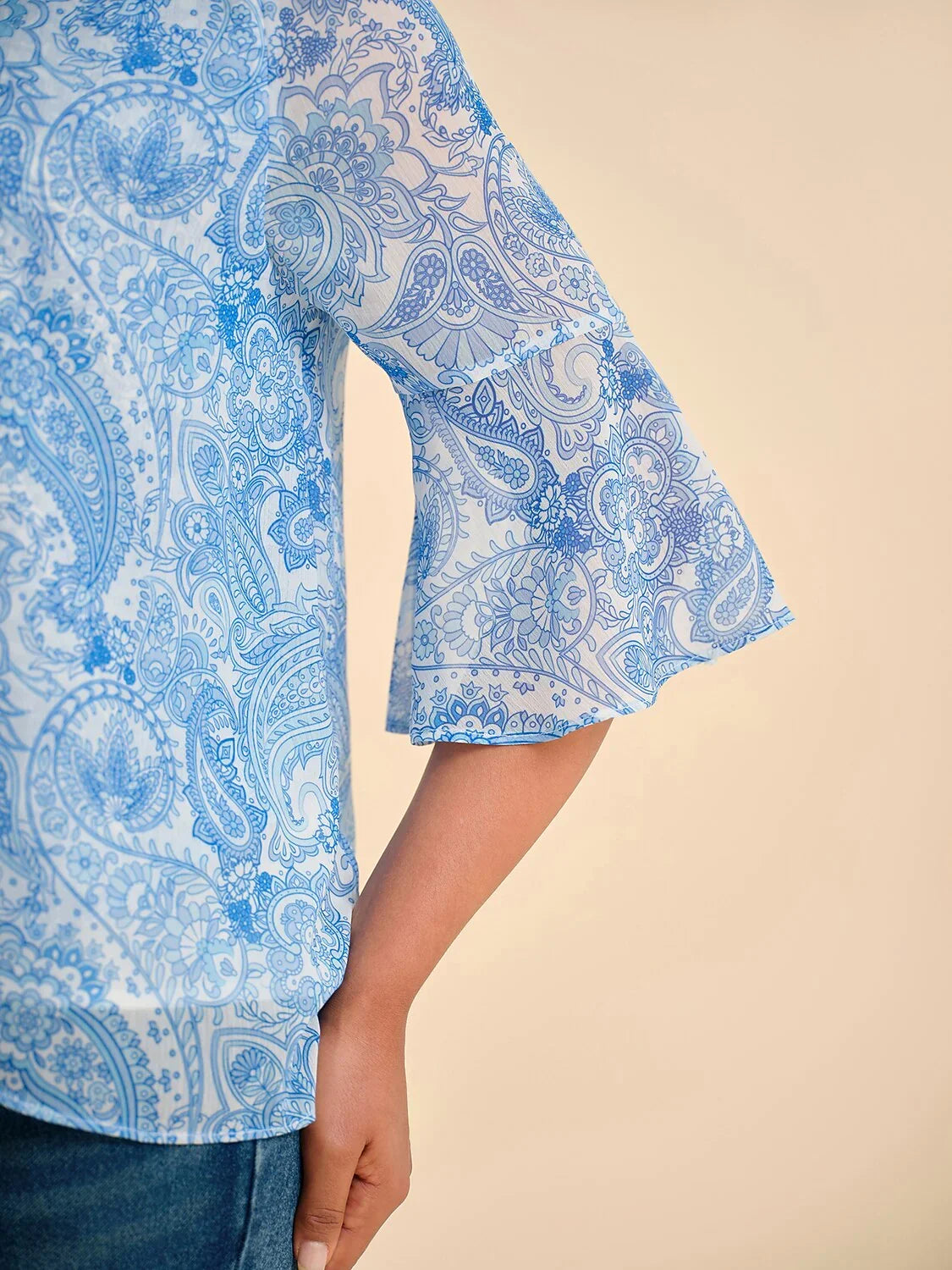 Sky Blue Paisley Chiffon Blouse