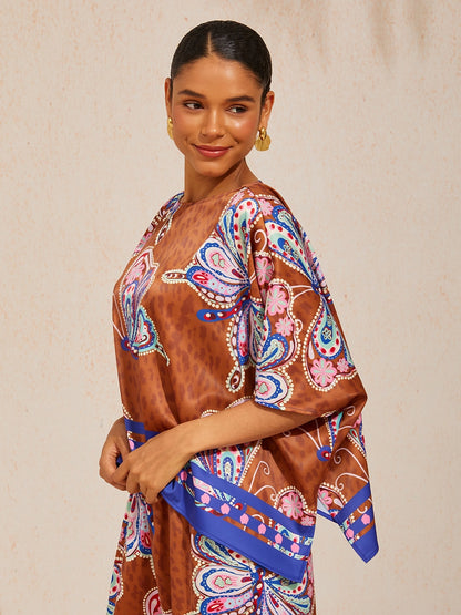 Sun Ember Silky Satin batwing Top