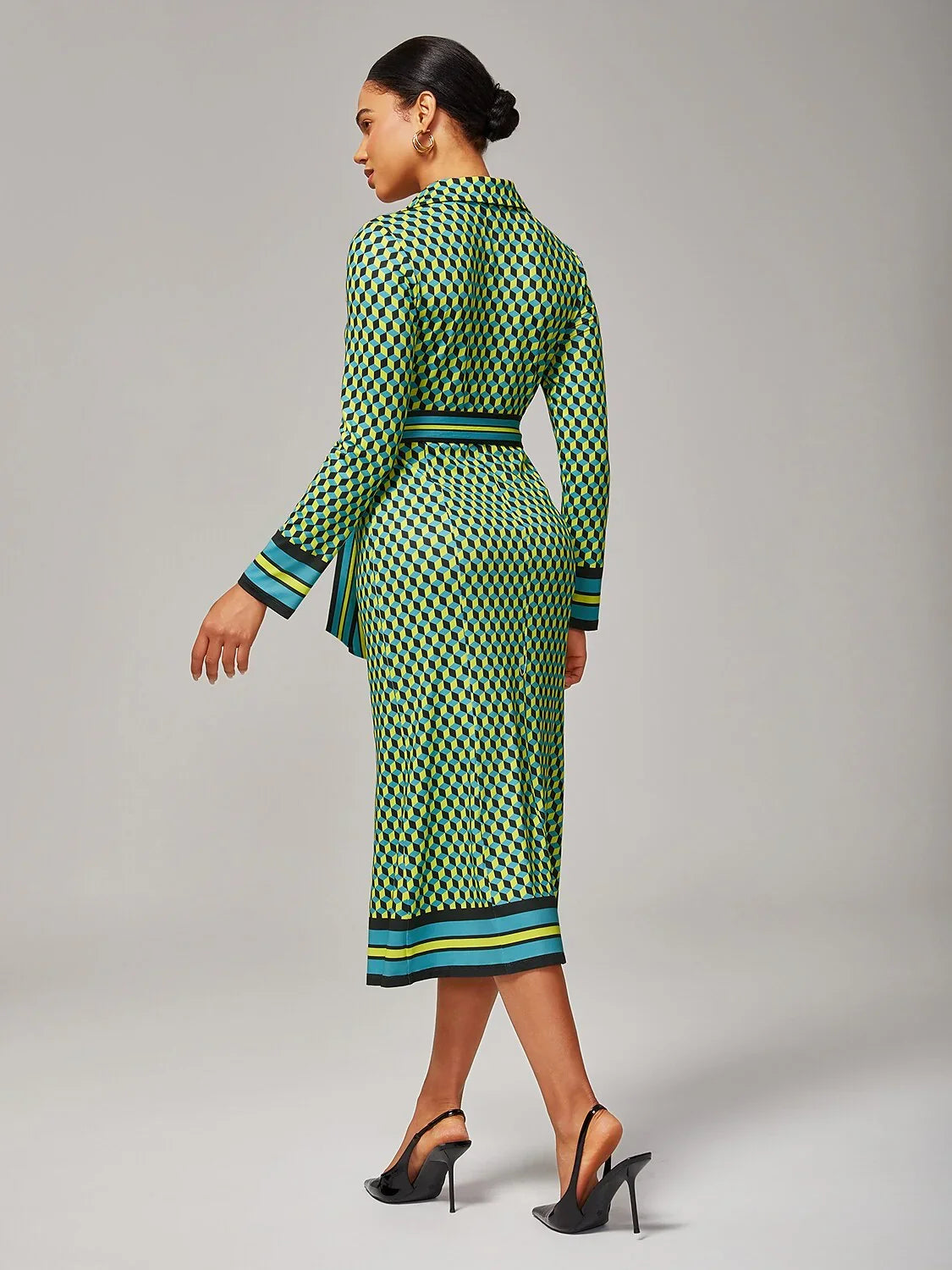 3D Geometric Stretchy Wrap Dress