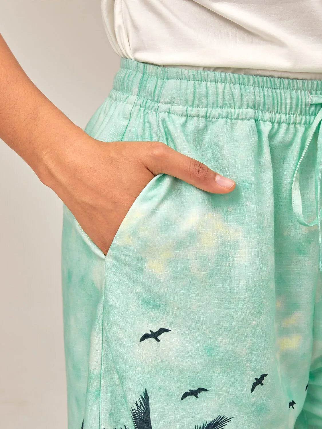Beach Palm Tree Silhouette Wide-Leg Pants