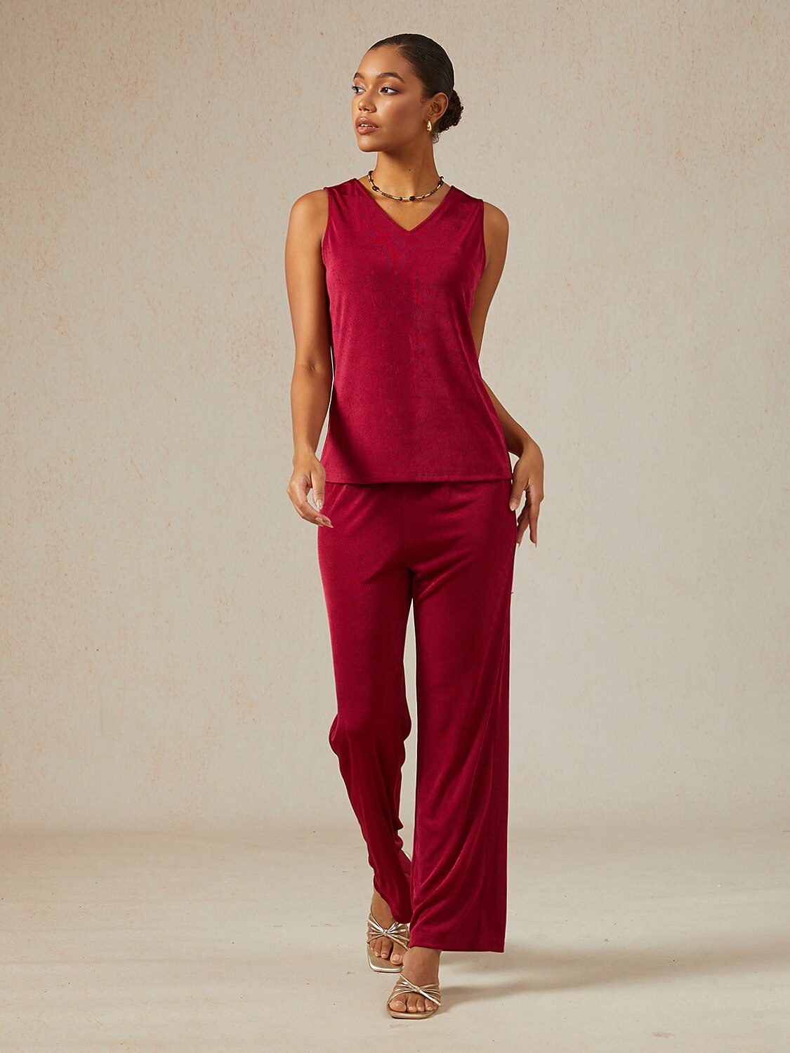 Acetate Look Stretch Knit Convertible Tank