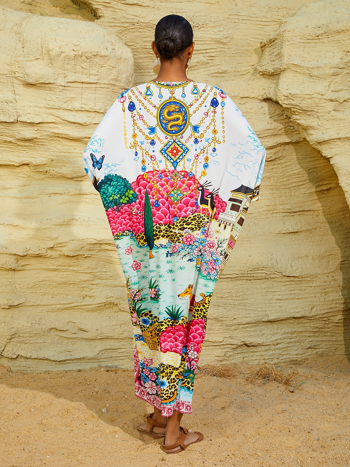 Boho Paisley Flowy Chiffon Kaftan