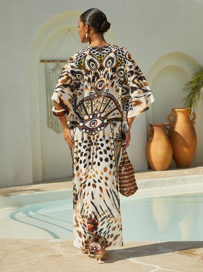 Gradient Tiger Flowy Chiffon Maxi Dress