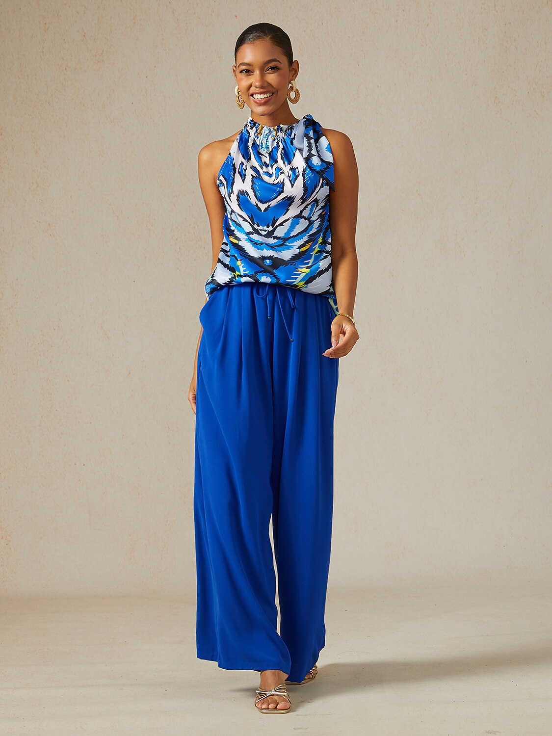 Land of Wonder Silky Satin Sleeveless Halter Top