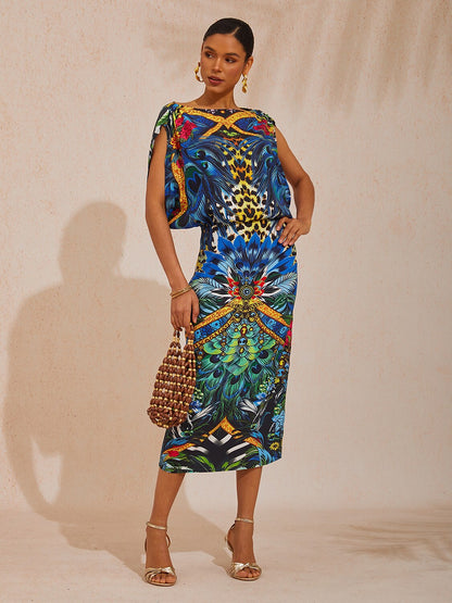 Jungle Wild Party Silky Satin Maxi Dress