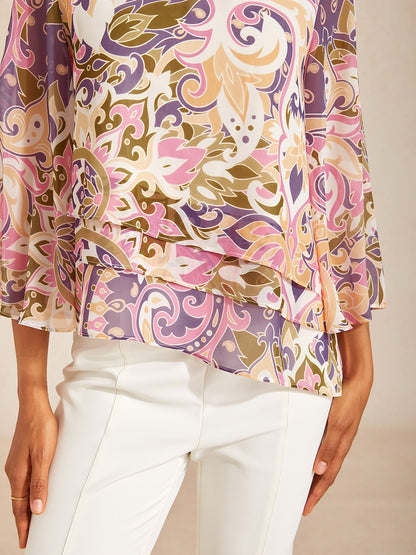 Jungle Butterfly Flowy Chiffon Blouse