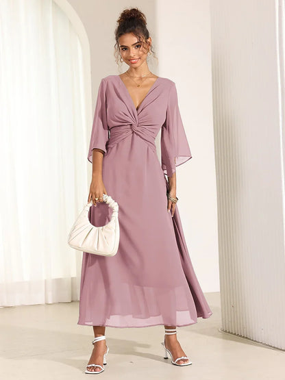 Jungle Butterfly Flowy Chiffon Maxi Dress