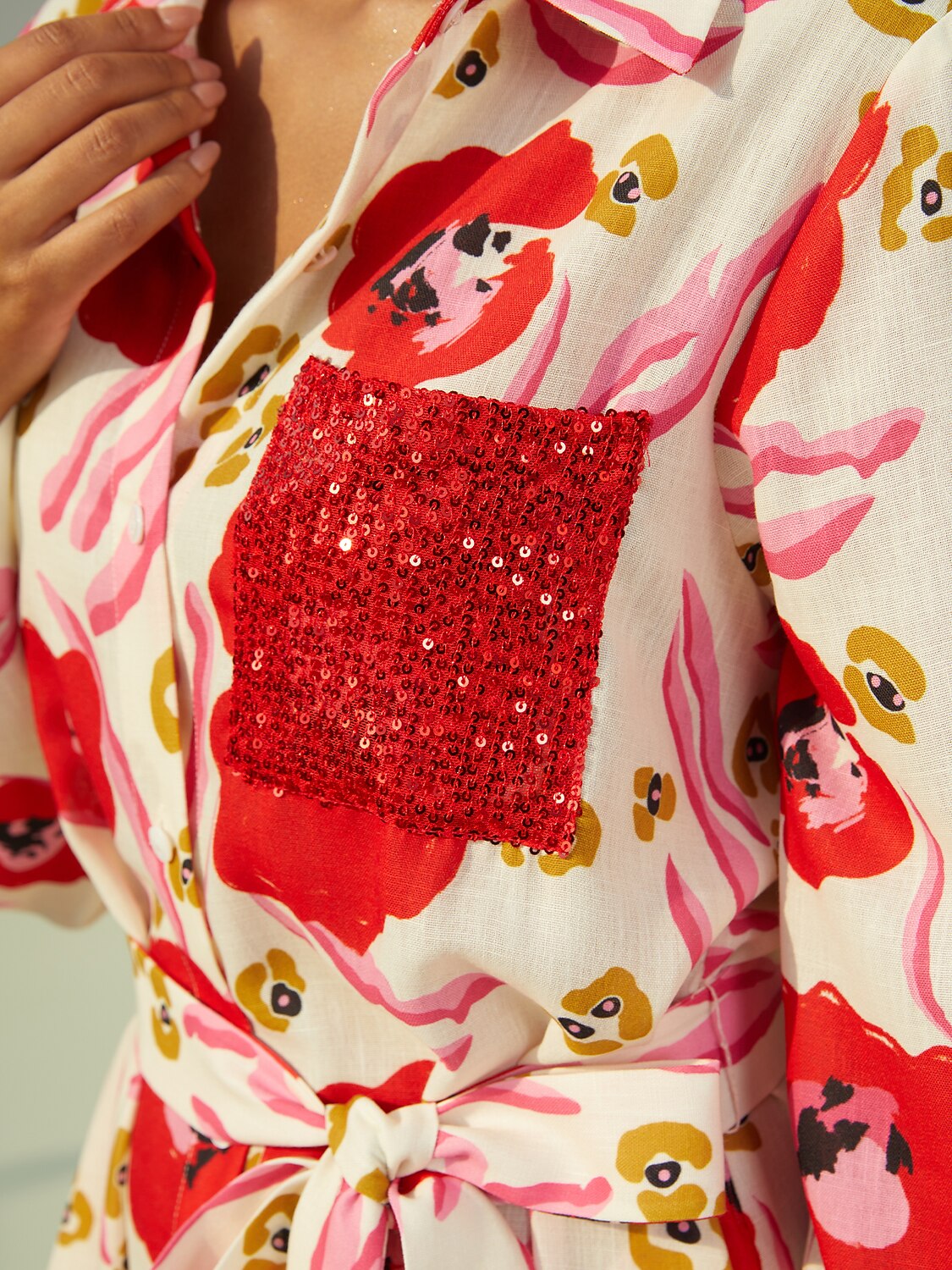 Graphic Art Mustang Linen Style Shirt Dress