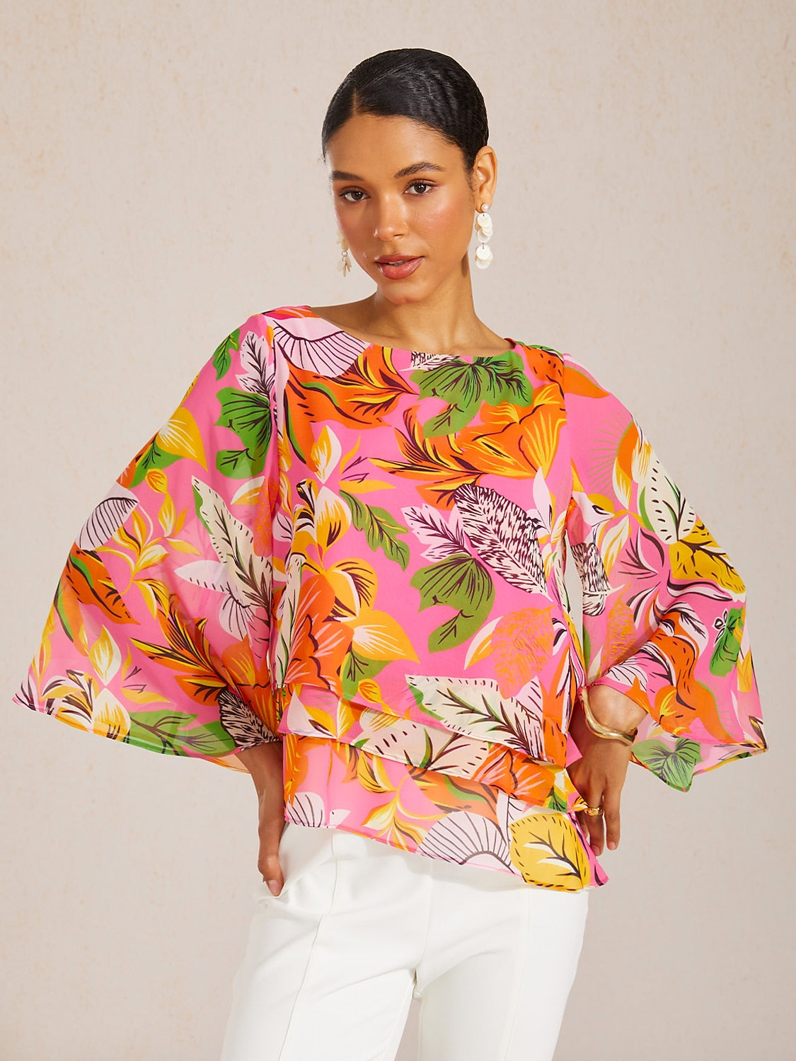 Jungle Butterfly Flowy Chiffon Blouse