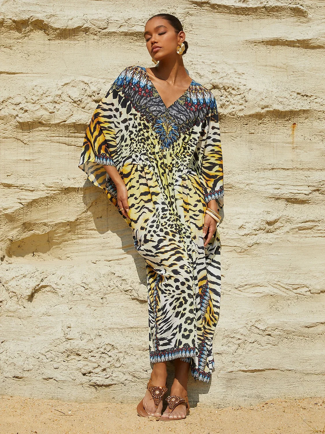 Vintage Jewelry Chiffon Vacation Kaftan