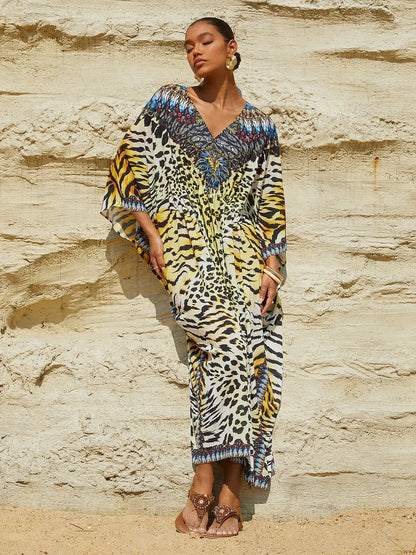 Vintage Jewelry Chiffon Vacation Kaftan