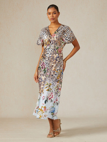 Safari Tapestry Party Silky Elegant Maxi Dress