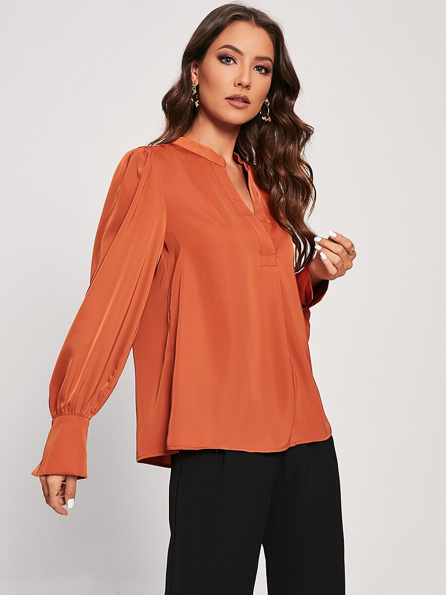 Vacation Silky Satin Simple Blouse
