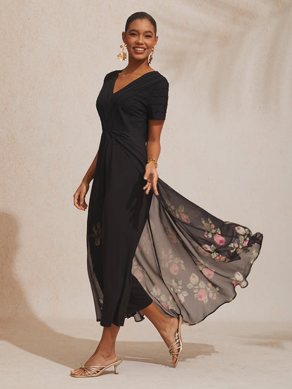 Tencel Roma Gradient Print Patchwork Jumpsuit Vacation Party