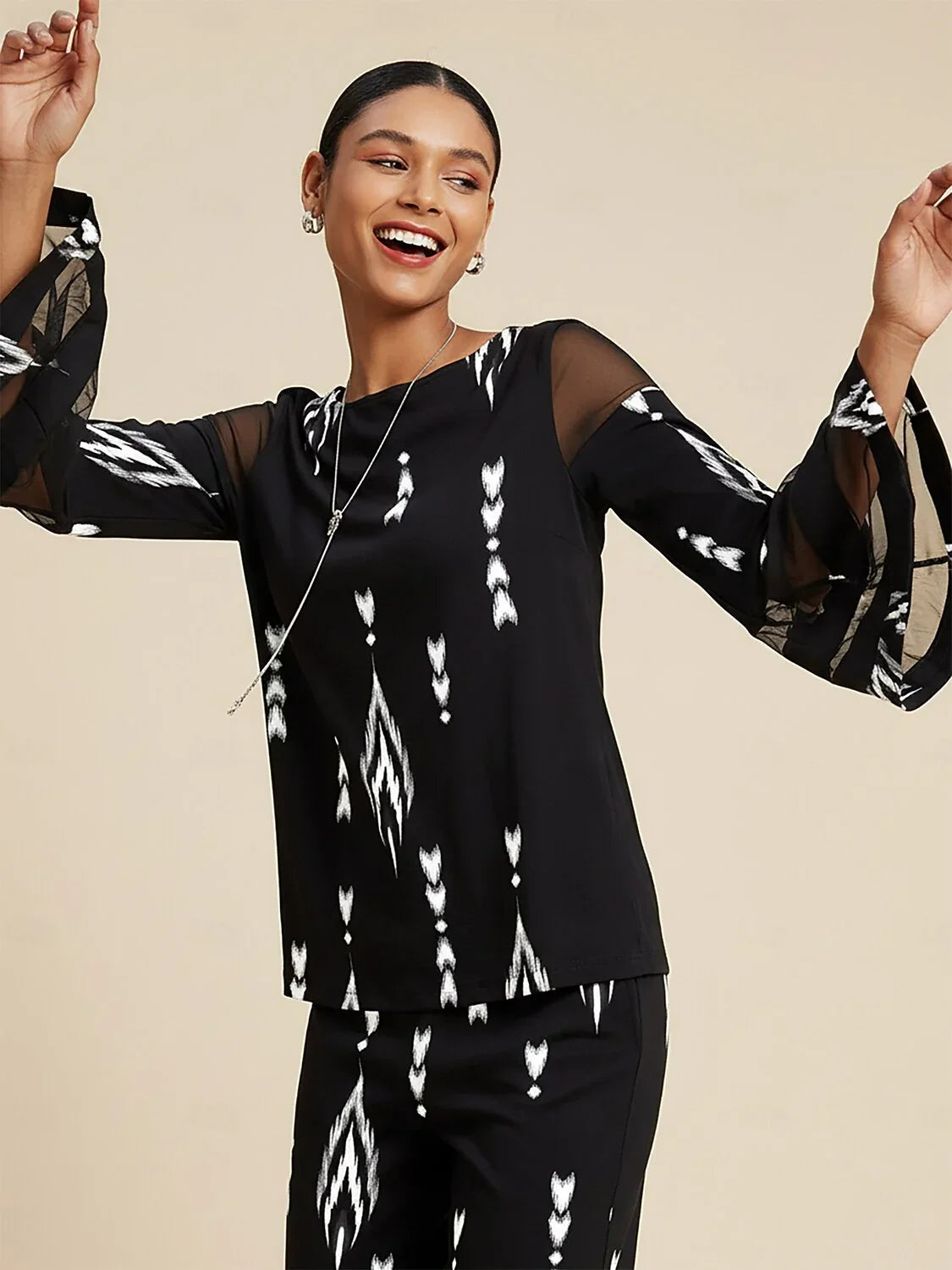Geometric Print Elegant Casual Spring Vacation Top