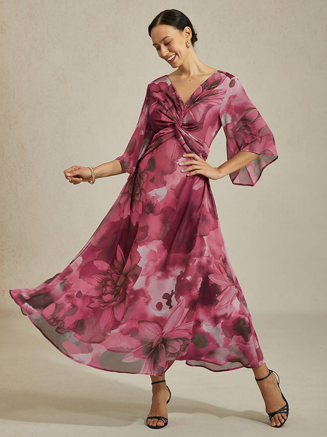 Jungle-Schmetterling Fließendes Chiffon-Maxikleid