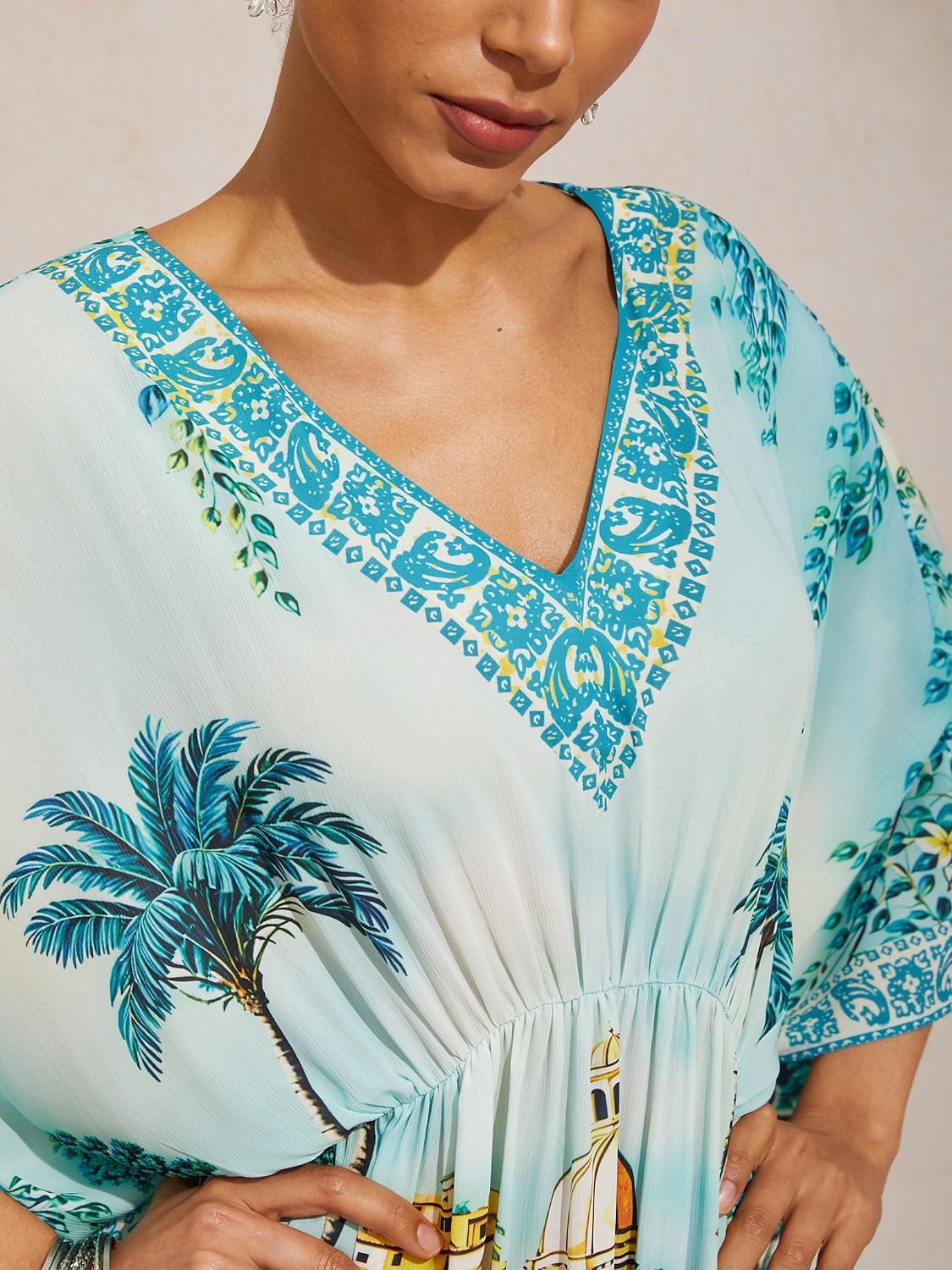 Boho Paisley Flowy Chiffon Kaftan
