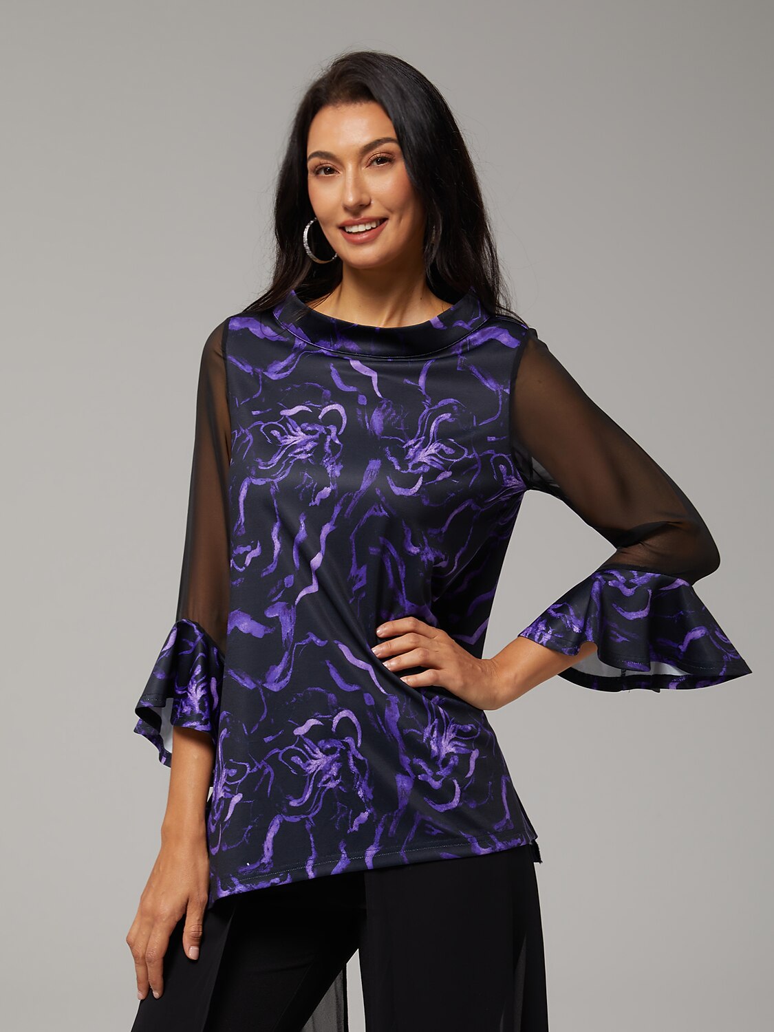 Blouse en Chiffon Modal Coupe Ajustée, Voilée, Légère et Respirante