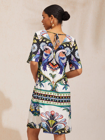 Dream Village Seidiges Satin-Blumenkleid