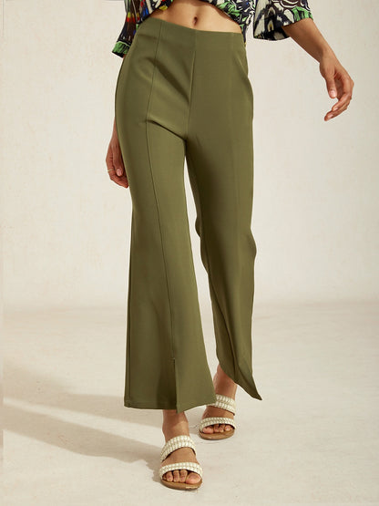 Elegant Slight Stretch Cropped Flared Pants
