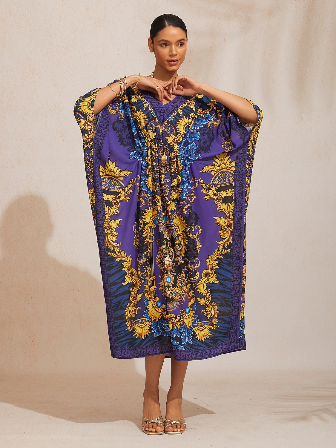 Boho Paisley Flowy Chiffon Kaftan