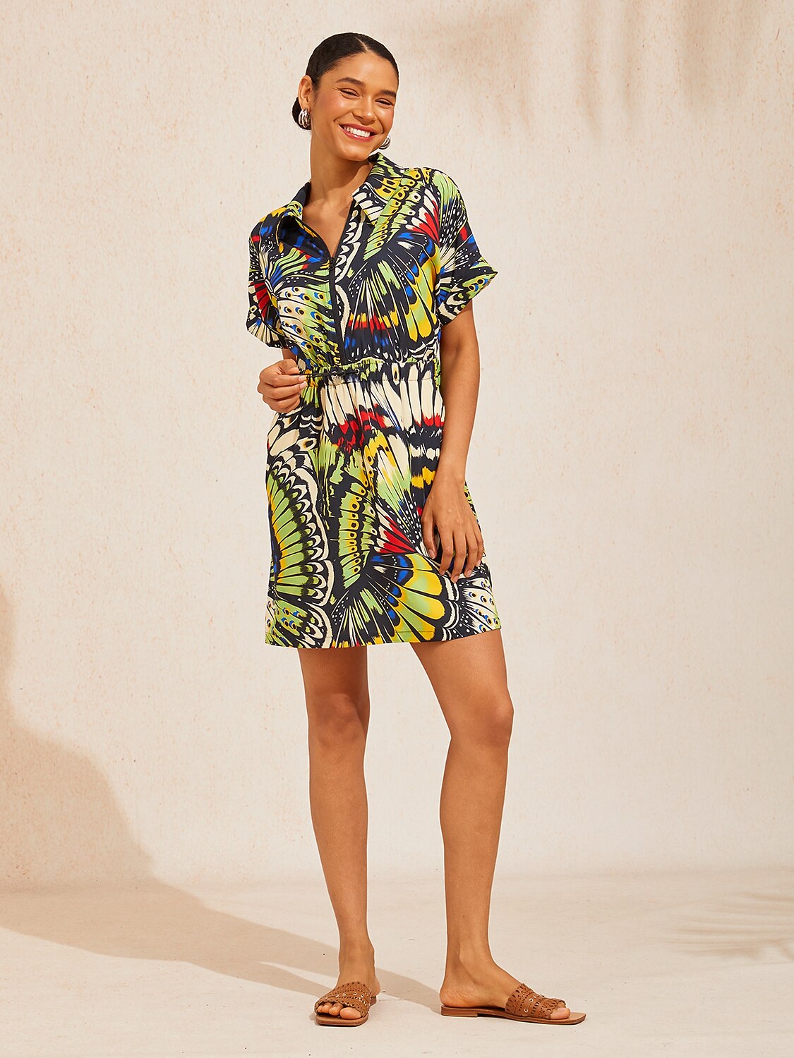 Jungle Butterfly Slight Stretch Short Dress